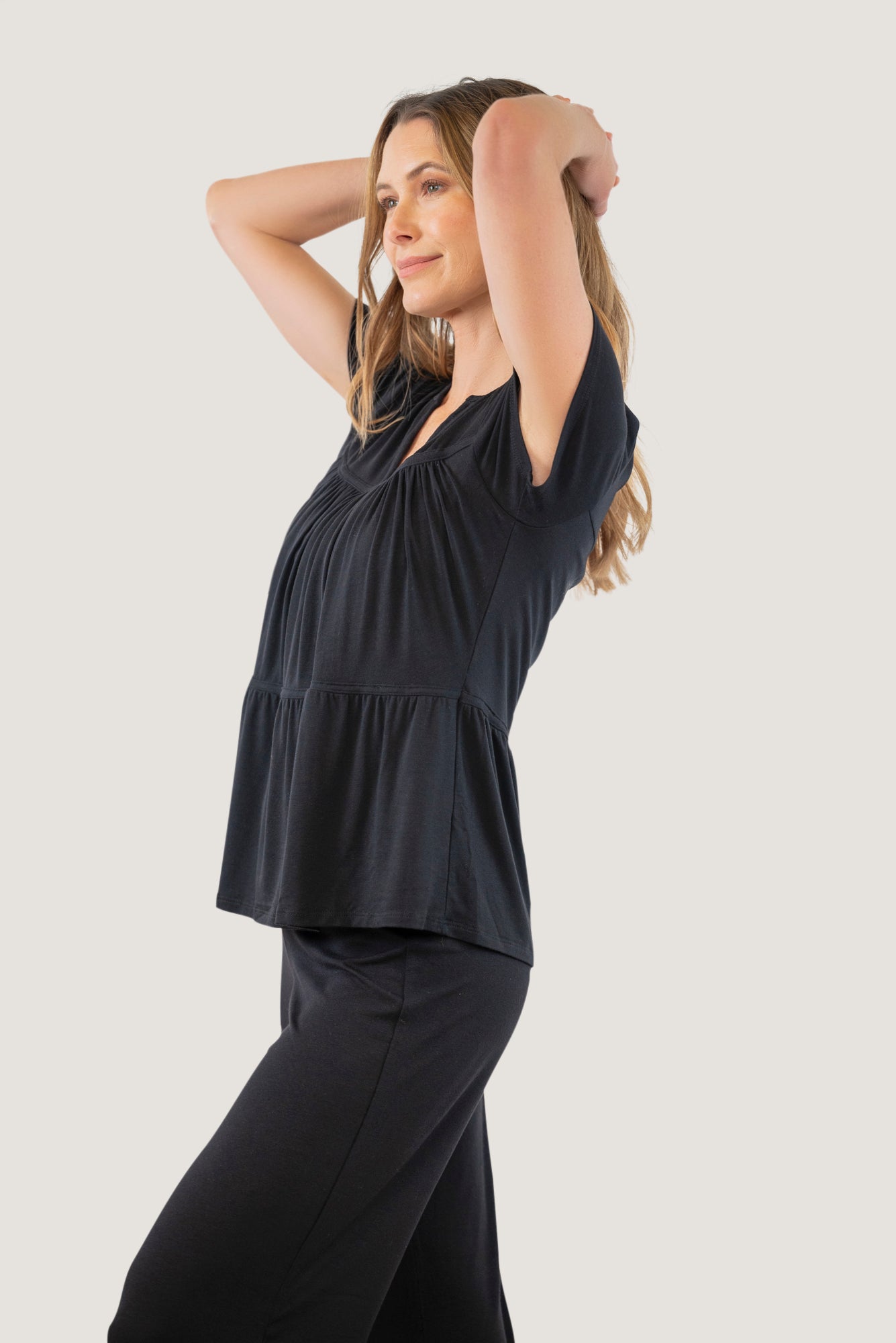 Top Tier Tee - Bra-Free Tiered Short Sleeve Top | JJwinks