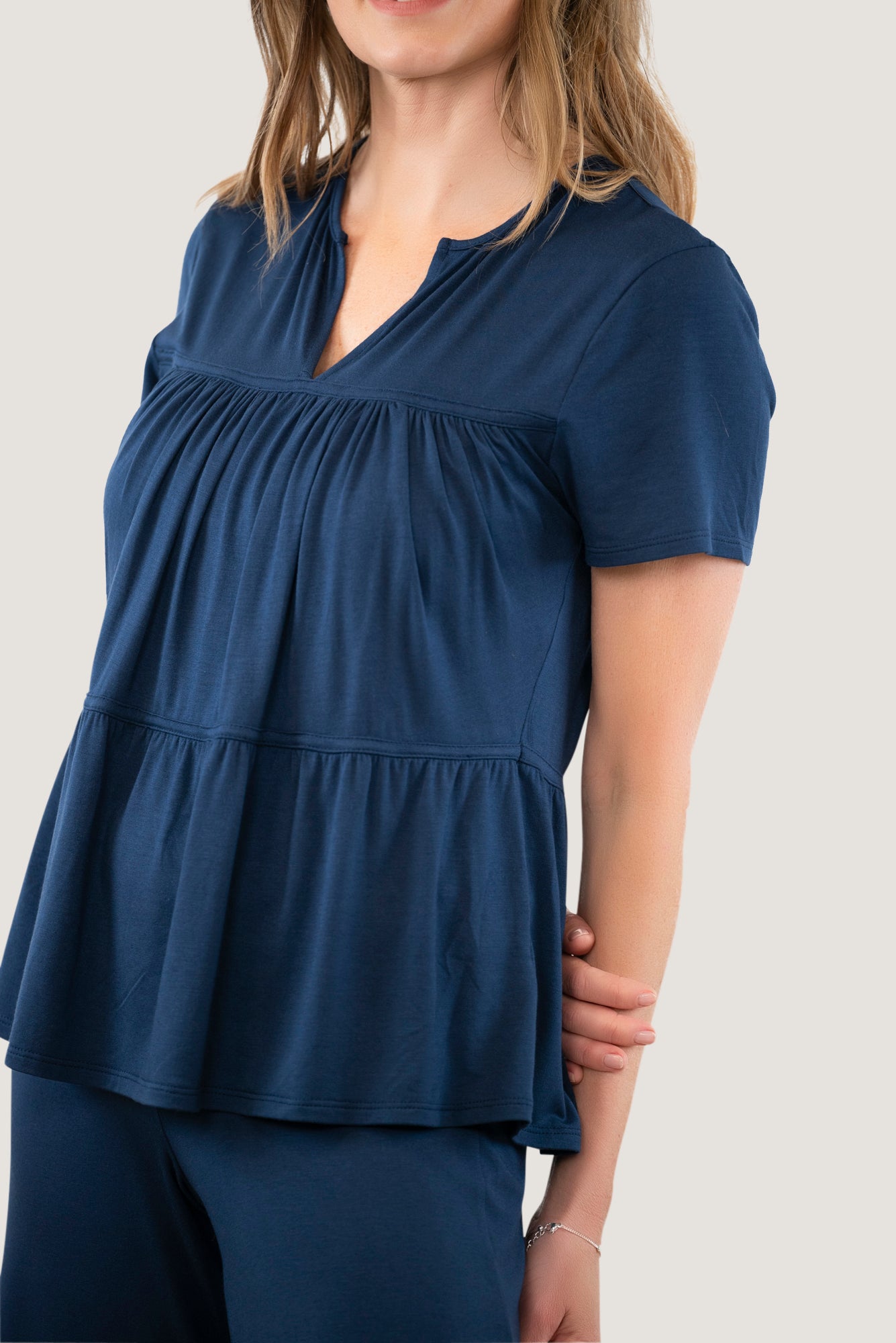 Top Tier Tee - Bra-Free Tiered Short Sleeve Top | JJwinks