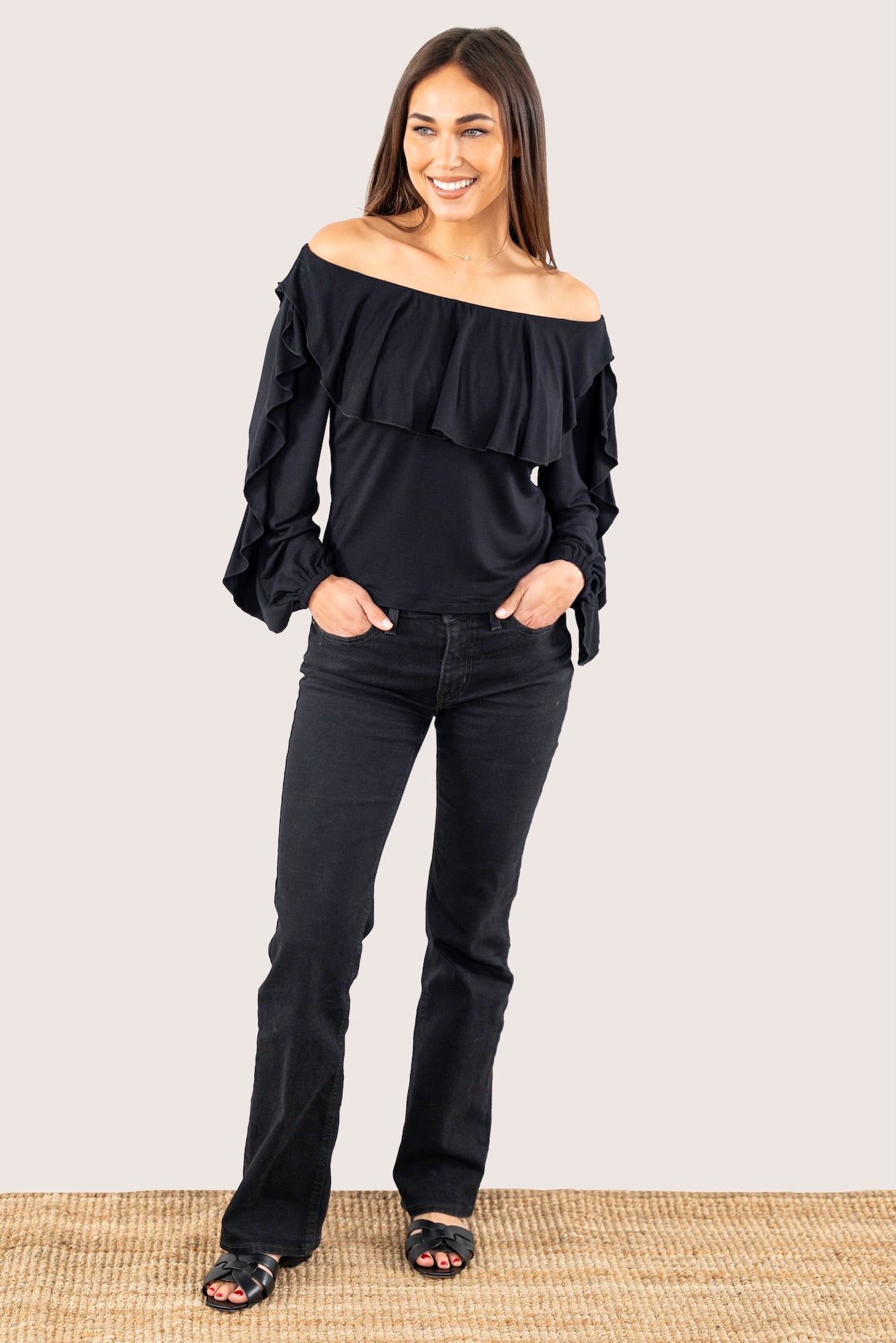 Star Vixen Women's Petite Cold Shoulder Top - Long Sleeve, Super Soft, Wrinkle Resistant